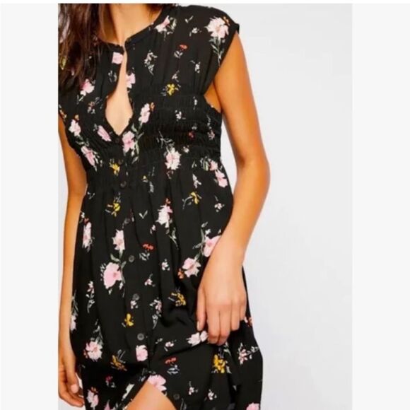 Free People Greatest Day Black Floral Mini Dress Size XS - Picture 1 of 5